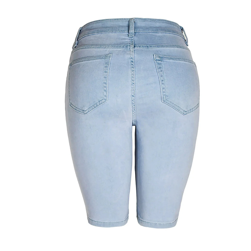 High Waist Denim Shorts - Black Retro Style