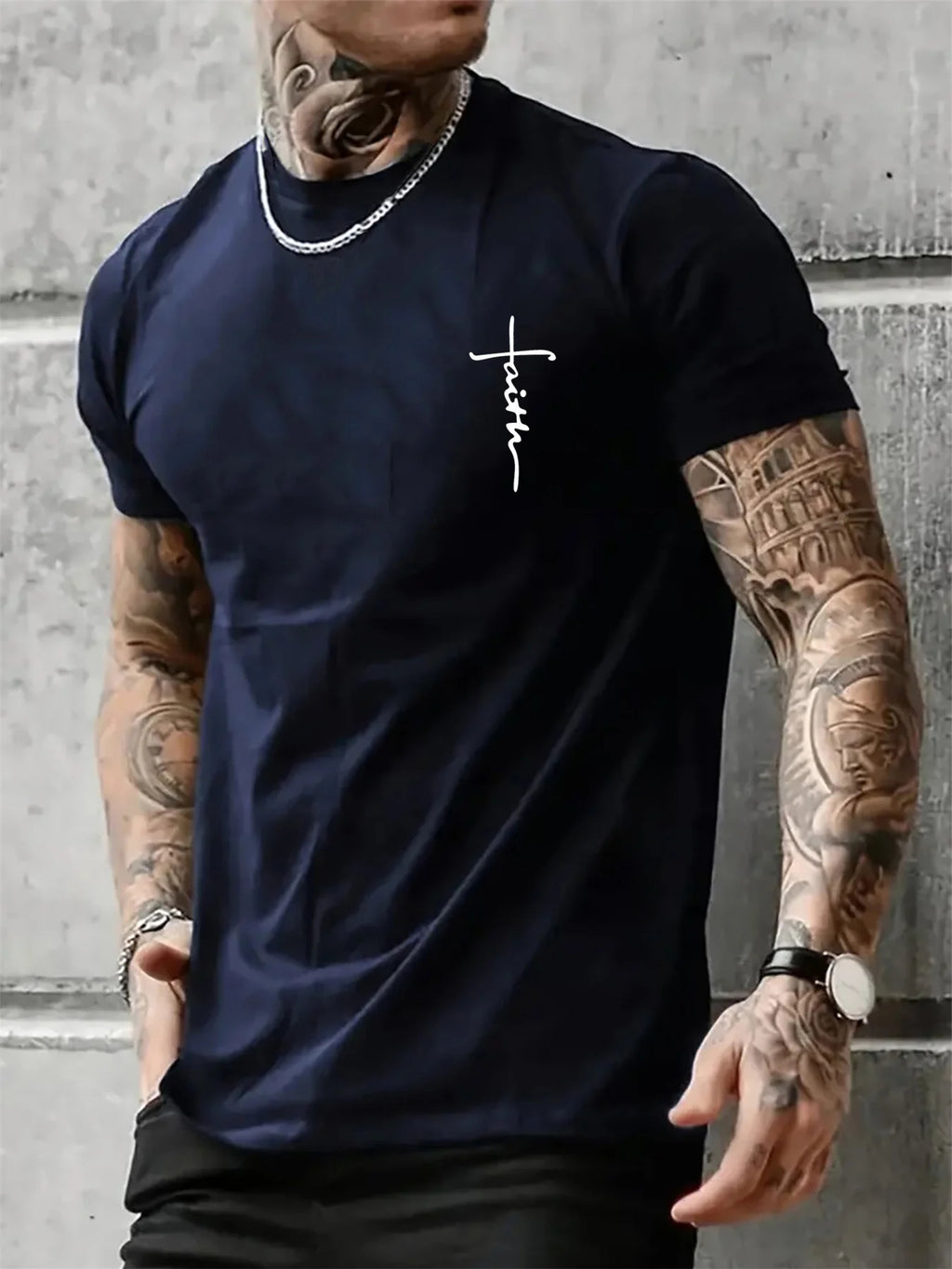 Summer men's 100% pure cotton casual loose fit plus size cross faith