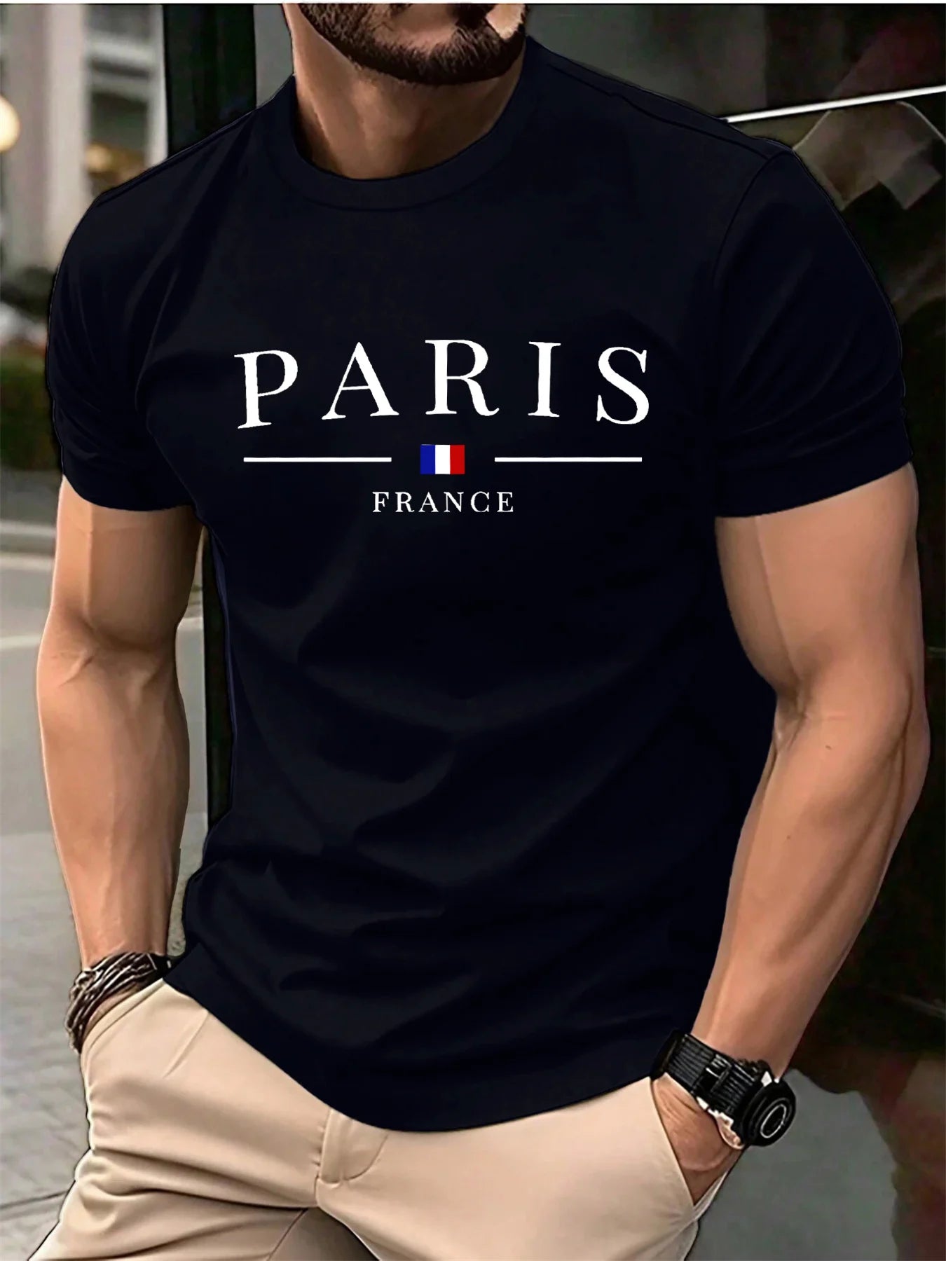 Summer men's 100% pure cotton casual loose plus size Paris French