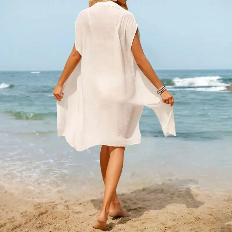 White Button Down Beach Cover-Up