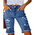 Ripped High-Waist Denim Shorts