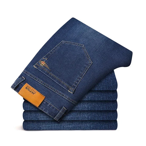Plus Size 42 44 46 Spring Autumn Men's Fashion Casual Jeans Black Blue