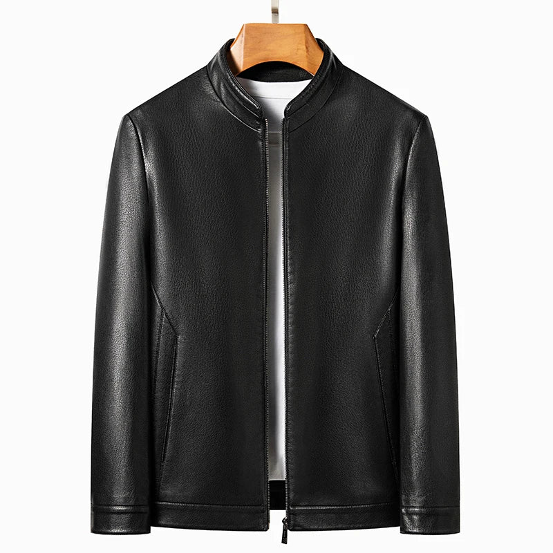 Men's Business Casual Natural Sheep Thin Leather Jacket