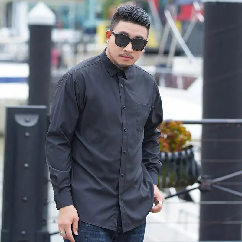 Plus Size 12XL 10XL Men's Shirts Long Sleeves Work Formal Shirt