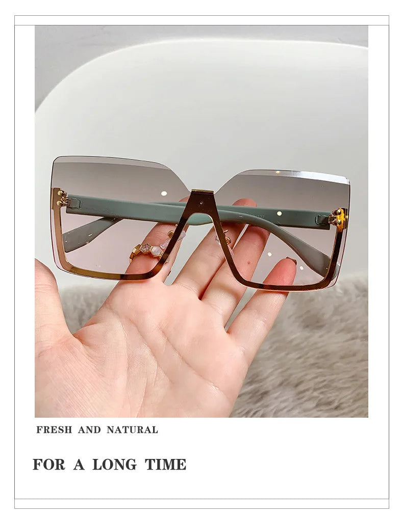 European & American Style Half-frame Metal Anti-UV Slip Sunglasses
