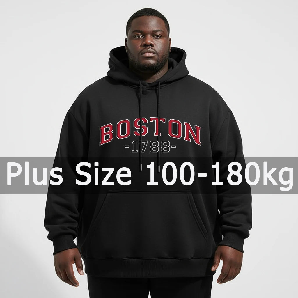 Plus Size Men Hoodies Sweatshirt Autumn Winter Long Sleeve Pullover
