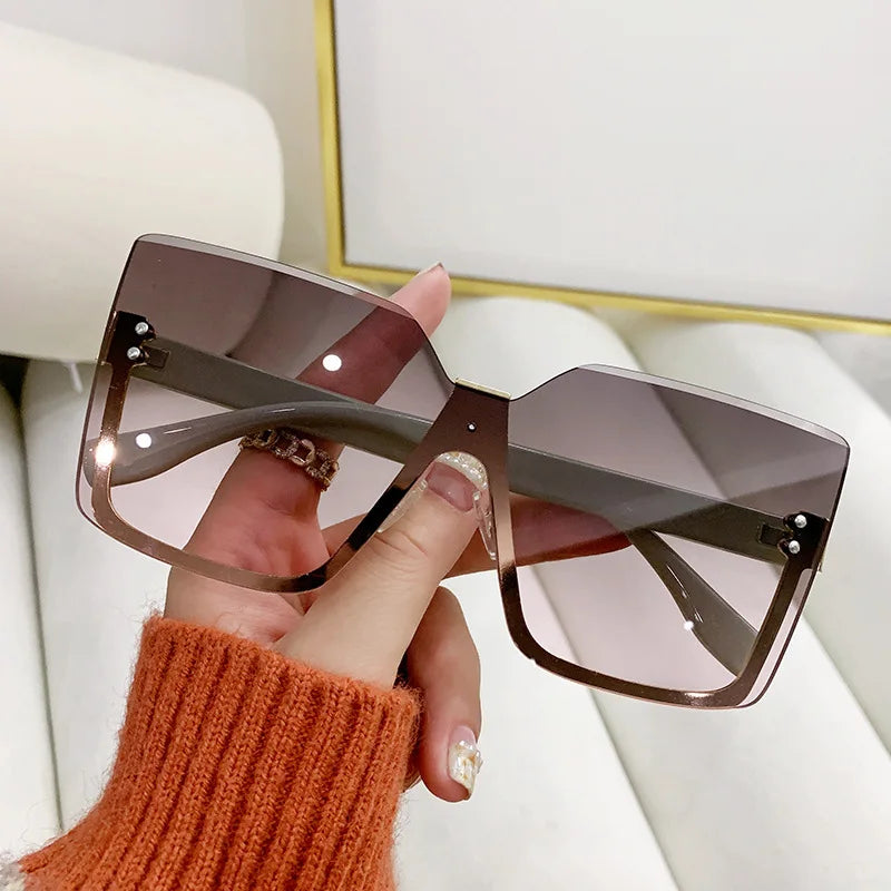 European & American Style Half-frame Metal Anti-UV Slip Sunglasses