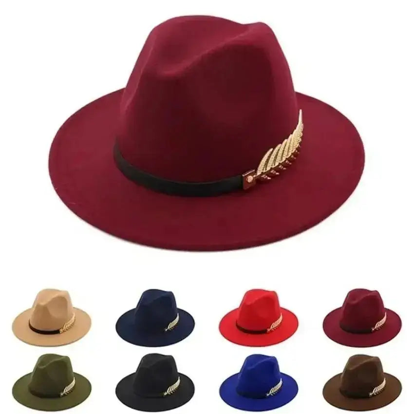 Simple Fashion Formal Occasion Couples Woolen Hats Large Brimmed Jazz