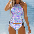 Gradient Star Print Tankini Set - Sports Bra & Board Shorts