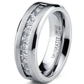 Silver Plated Stainless Steel Rings for Men Square Cubic Zircon