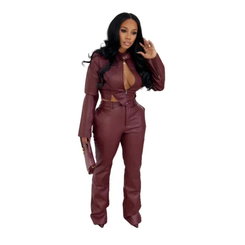 Kelly Leather Pants Set