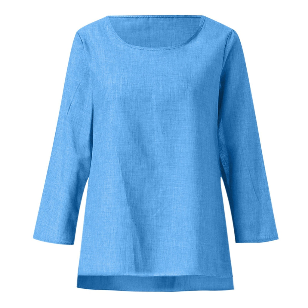 Vintage Cotton Linen Blouse - Casual Long Sleeve Shirt
