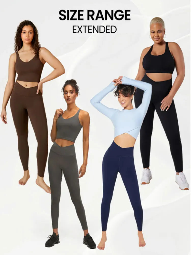 Solid Color Front Cross Waist Sports Pants Elastic Breathable Yoga