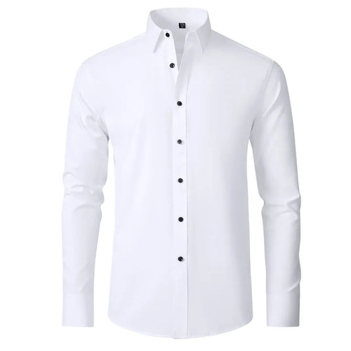 Plus Size 7XL 6XL High Elasticity Seamless Spandex Shirt Men Long