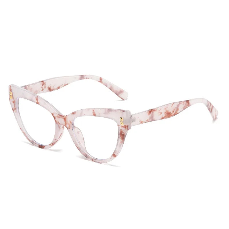 Anti Blue Light Optical Cat Eye Glasses Women Vintage Brand Designer Myopia Prescription Sexy Ladies Rivet Eye Glasses Frame