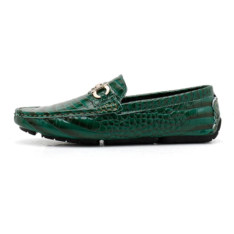 High Quality Luxury Green Snakeskin Leather Men Casual Comfort Lightweight Plus Size 48