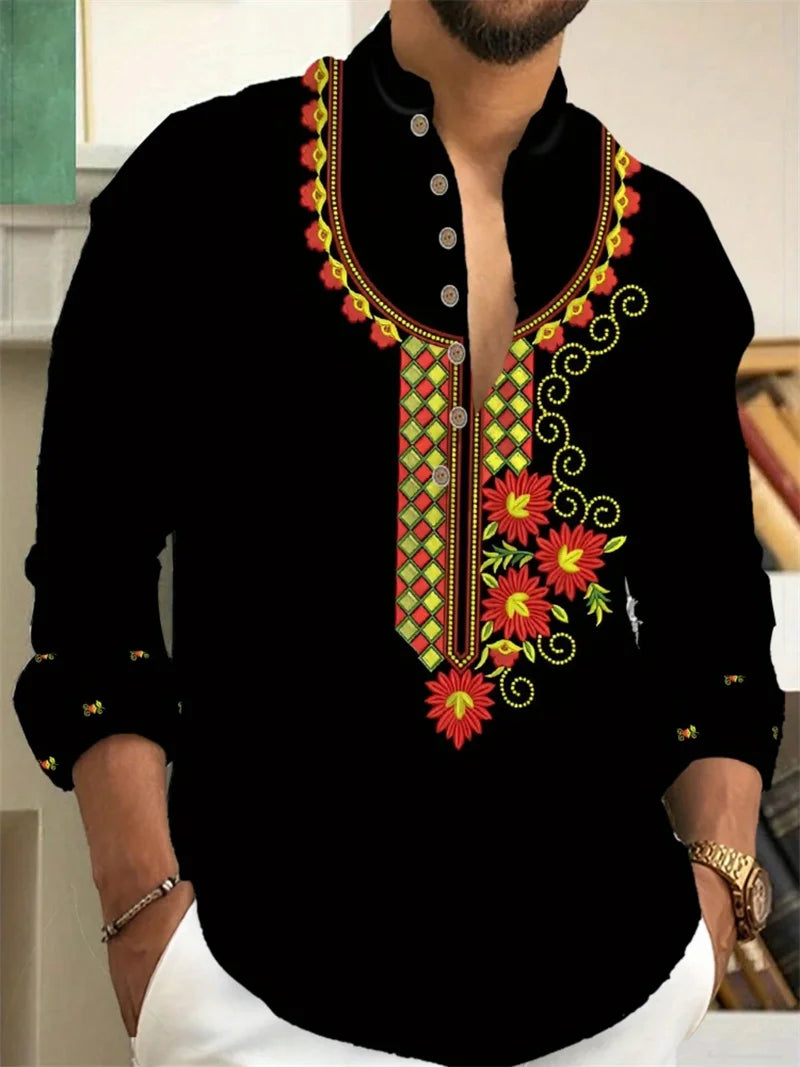 Vintage Style Men's Long Sleeve Shirt