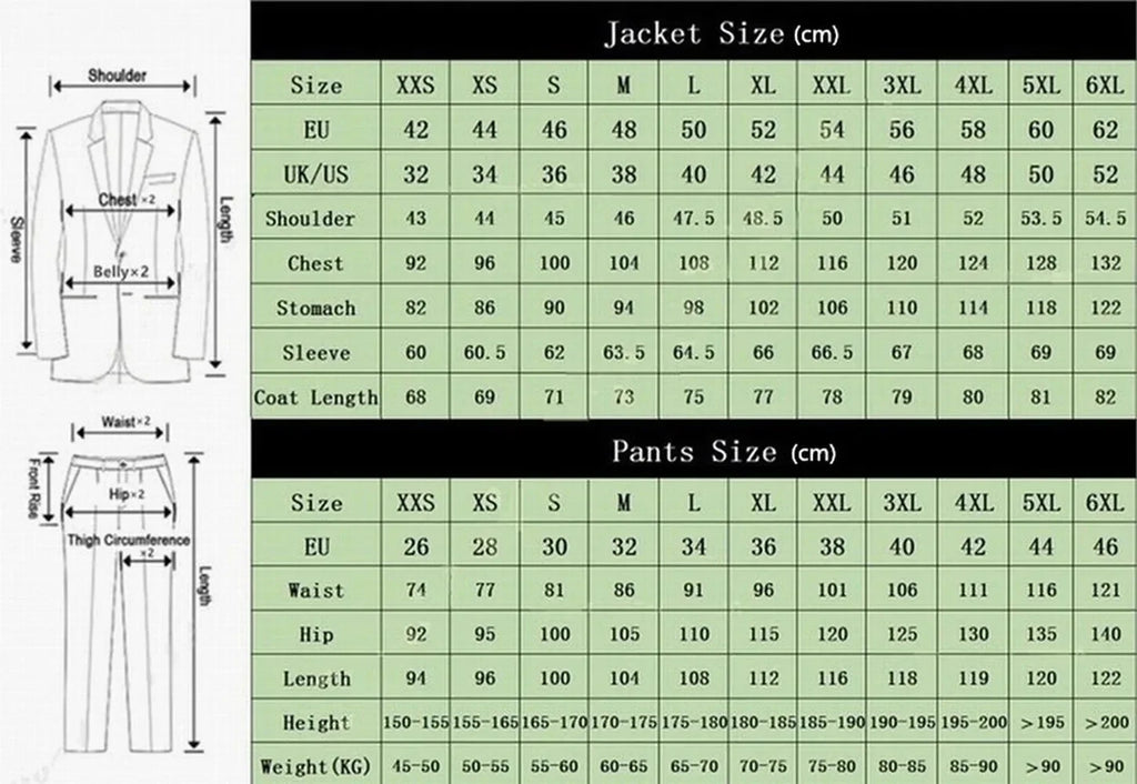 Men Business Formal Occasion Tuxedos Suit 2 Piece Set Blazer Pants