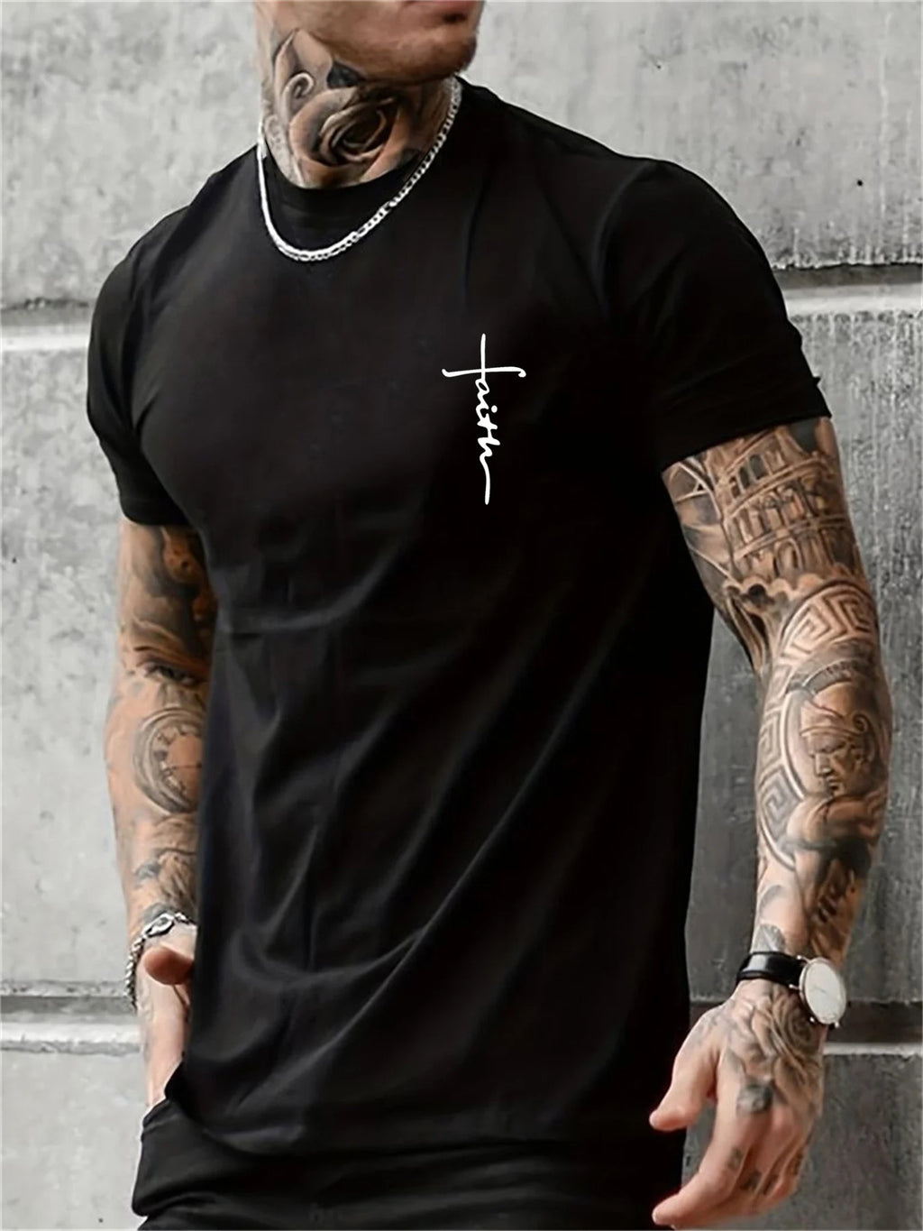 Summer men's 100% pure cotton casual loose fit plus size cross faith