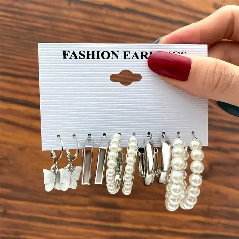 LETAPI Vintage Gold Color Circle Earrings for Women Girls Geometric Twist Dangle Earring Set New Fashion Jewelry Party Gifts