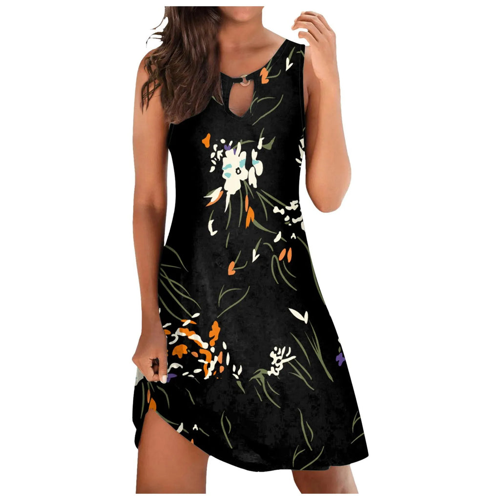 Plus Size Striped Beach Dress - Backless Sundress