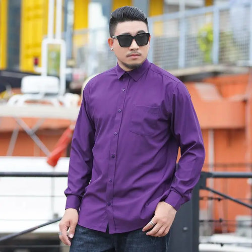 Plus Size 12XL 10XL Men's Shirts Long Sleeves Work Formal Shirt
