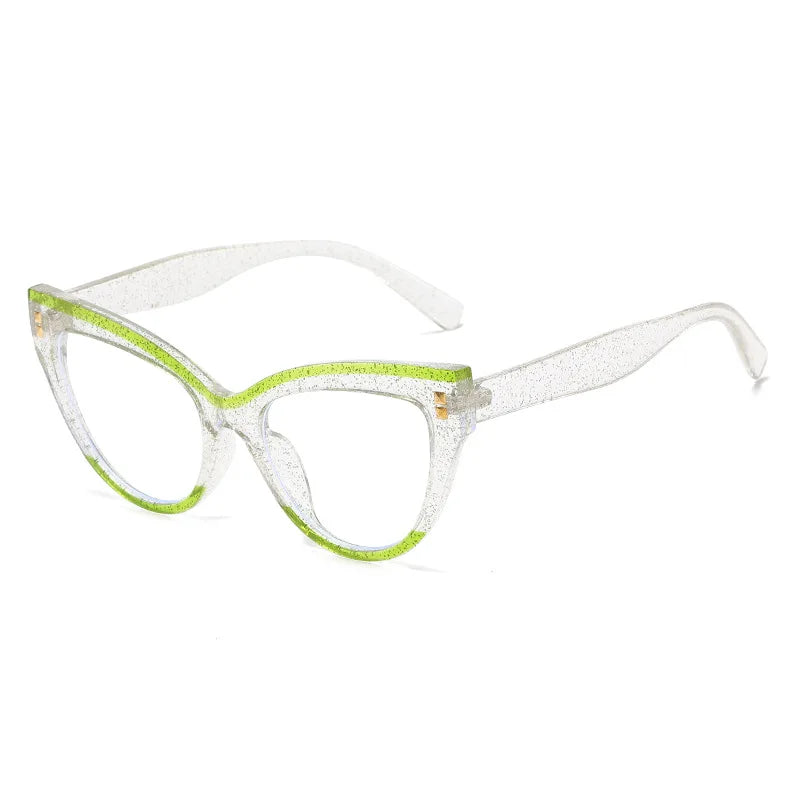 Anti Blue Light Optical Cat Eye Glasses Women Vintage Brand Designer Myopia Prescription Sexy Ladies Rivet Eye Glasses Frame