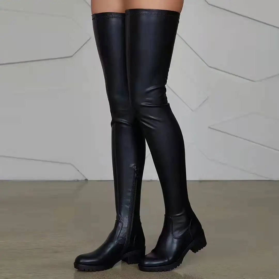 2024 Winter Over the Knee Women Boots European Platform Zipper Ladies