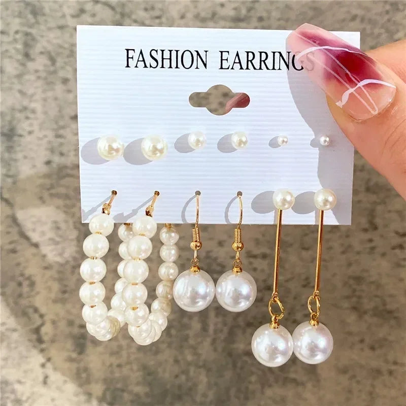 LETAPI Vintage Gold Color Circle Earrings for Women Girls Geometric Twist Dangle Earring Set New Fashion Jewelry Party Gifts