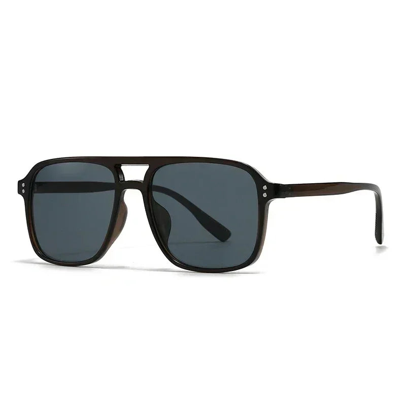 SO&EI Fashion Double Bridges Square Rivets Women Sunglasses Retro Men Gradient Shades UV400 Sun Glasses