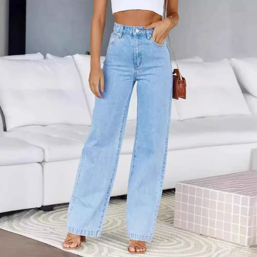 Women's High Waist Straight Leg Jeans