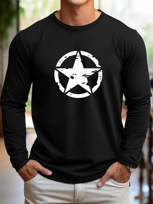 Men's 100% pure cotton loose fit plus size casual sports pentagram