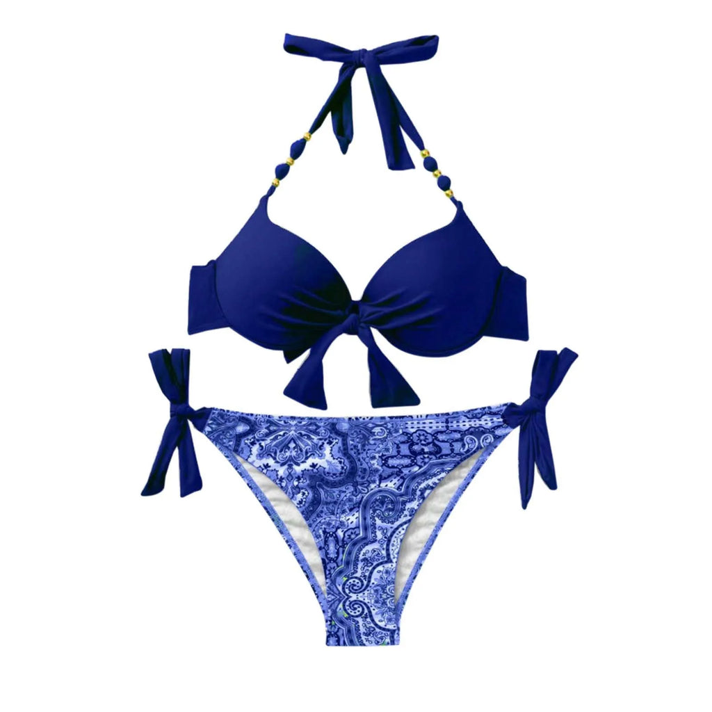 Strap Split Bikini Set - Two-Piece Swimsuit