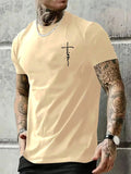 Summer men's 100% pure cotton casual loose fit plus size cross faith