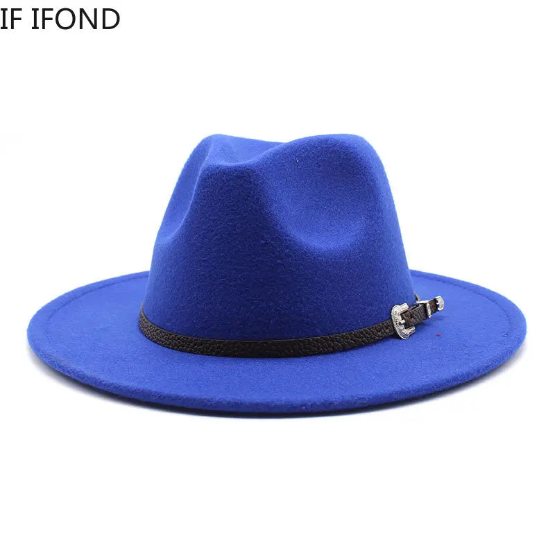 British Style Felt Jazz Fedora Hat 59-61CM Size Panama Trilby Hats For