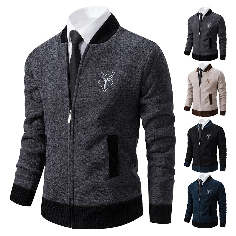 Men's winter warm padded knitted cardigan sweater