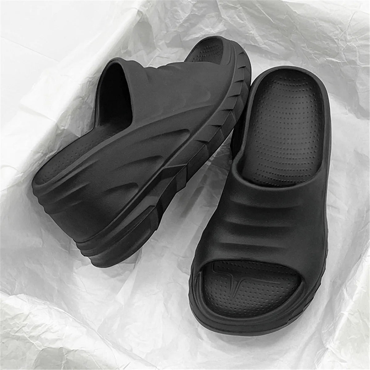 Women Fashion Summer 8 cm Chunky Sole Wedges Heels Flip Flops Casual