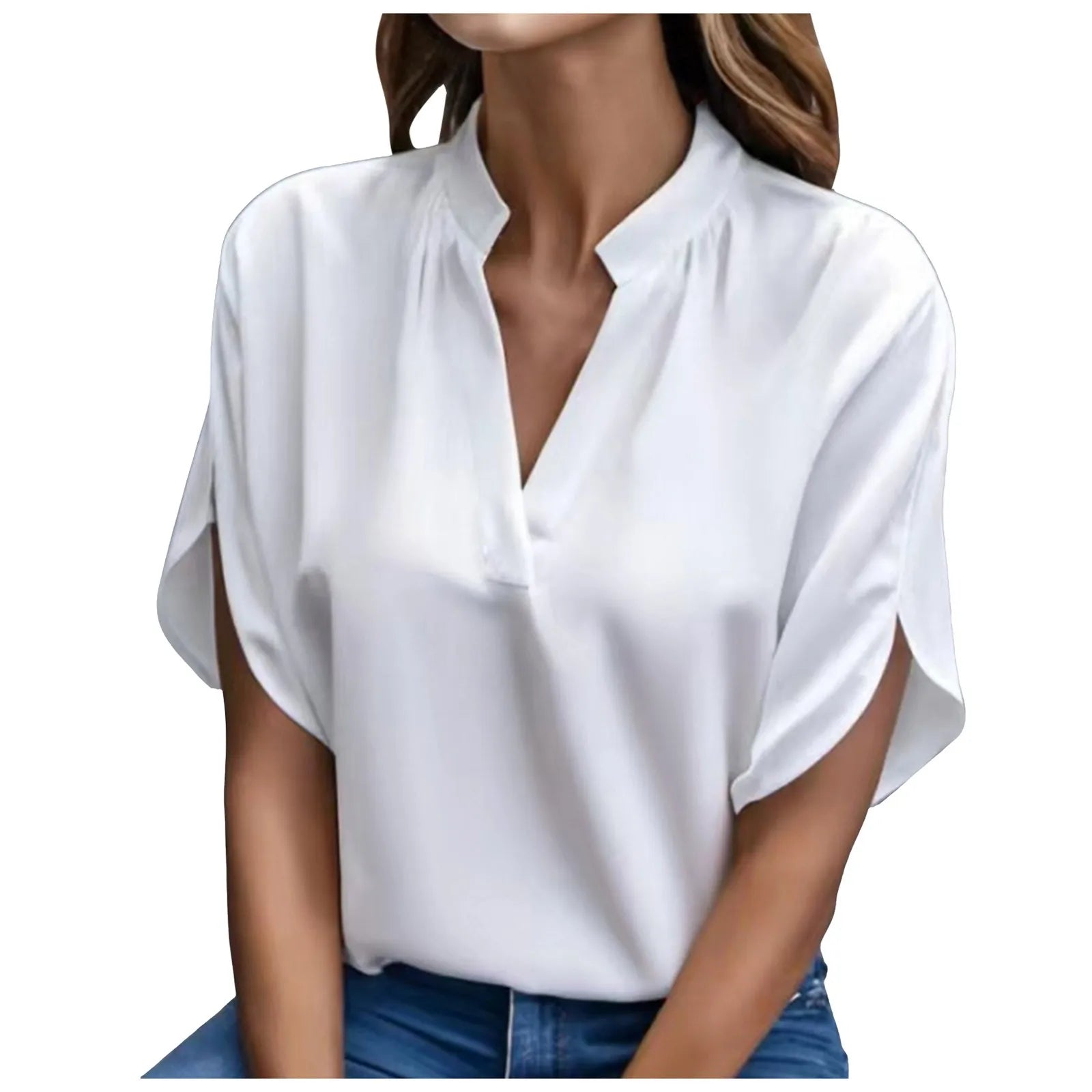 Elegant Chiffon Blouse - 3/4 Sleeve Button-Up Shirt for Women