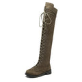 Sexy Lace Up Over The Knee Boots Women 2024 Autumn Winter Flat Heels