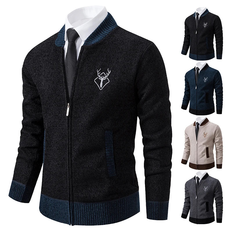 Men's winter warm padded knitted cardigan sweater