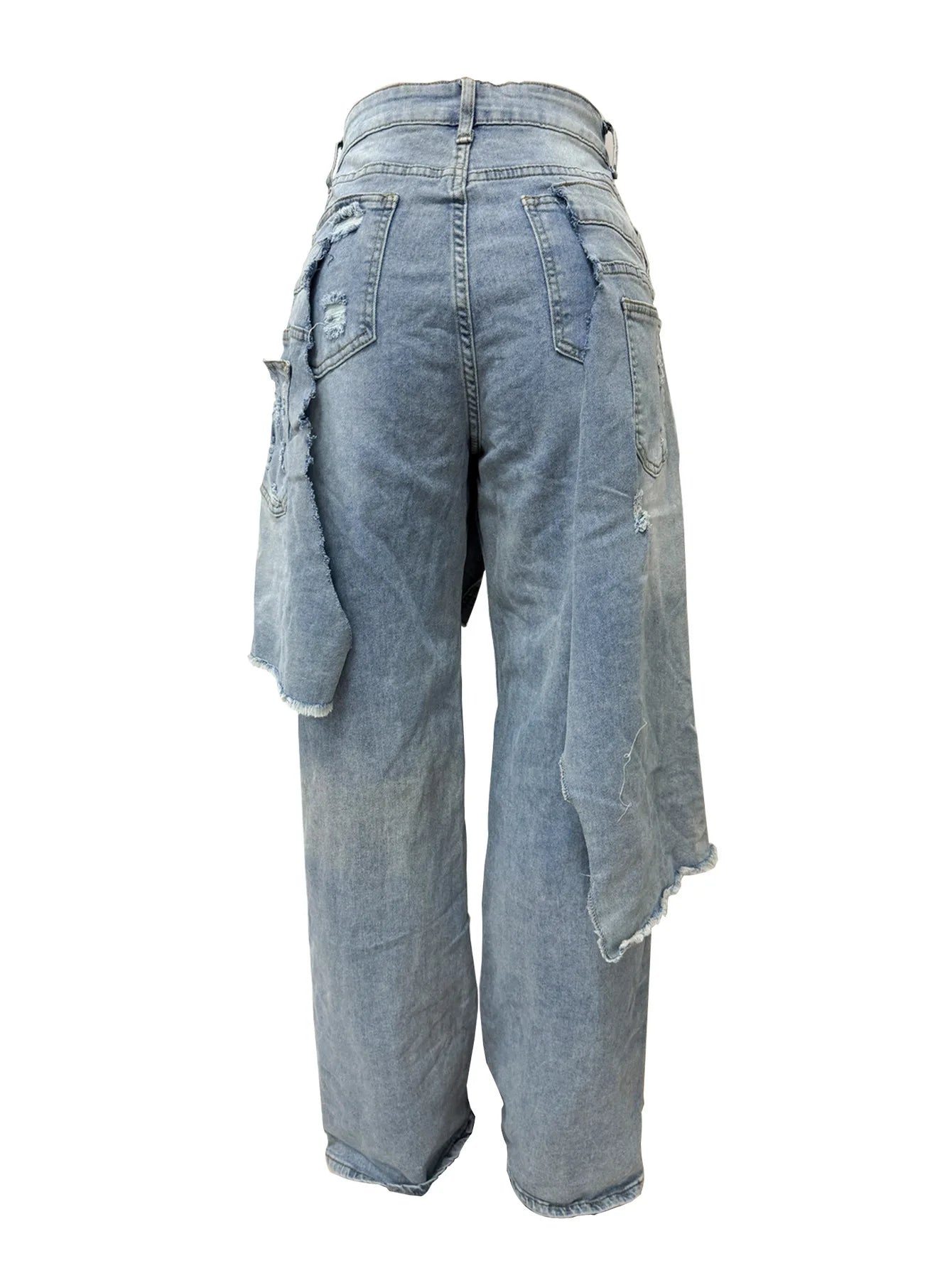Irregular Pocket Patchwork Jeans