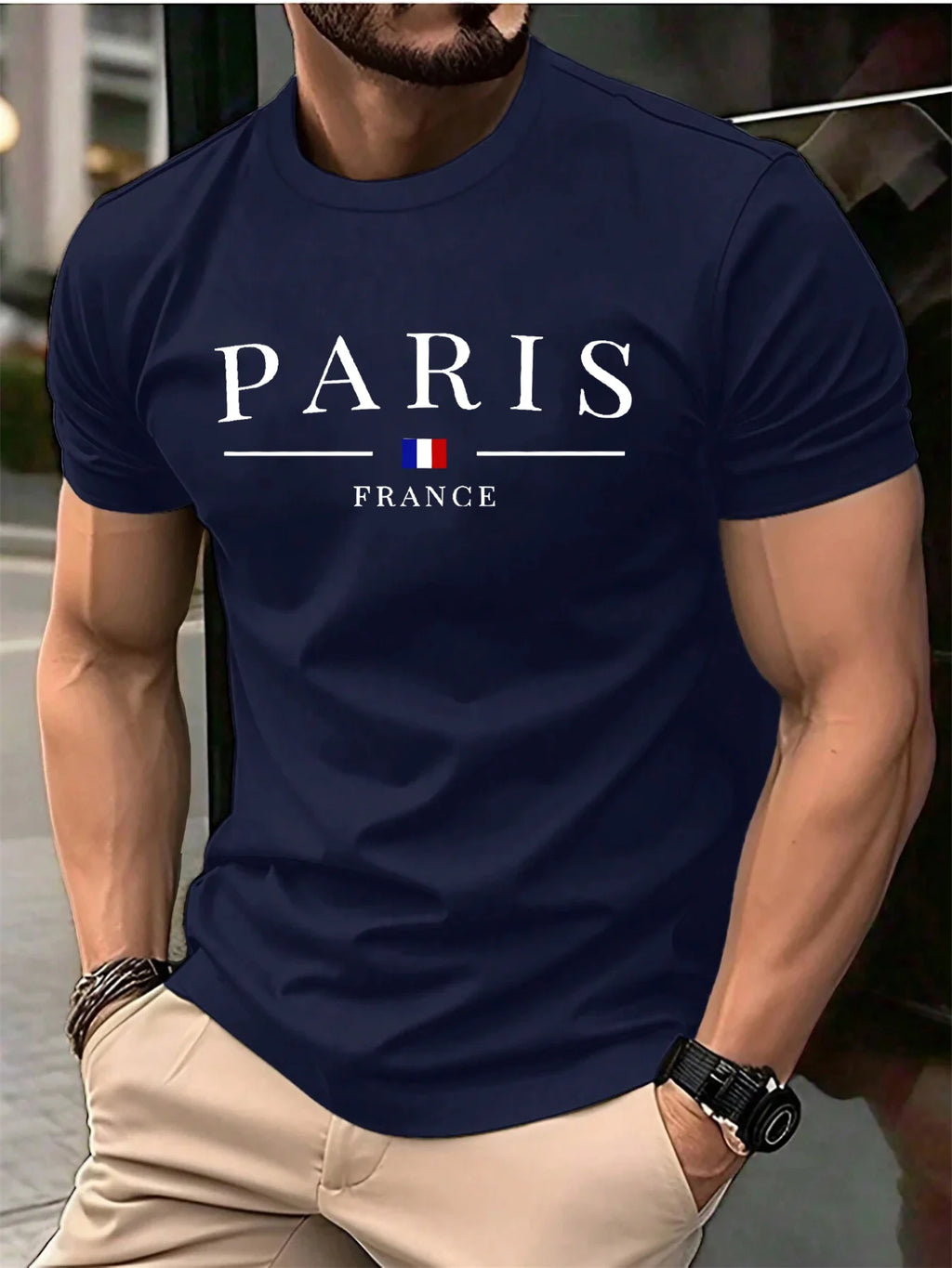 Summer men's 100% pure cotton casual loose plus size Paris French