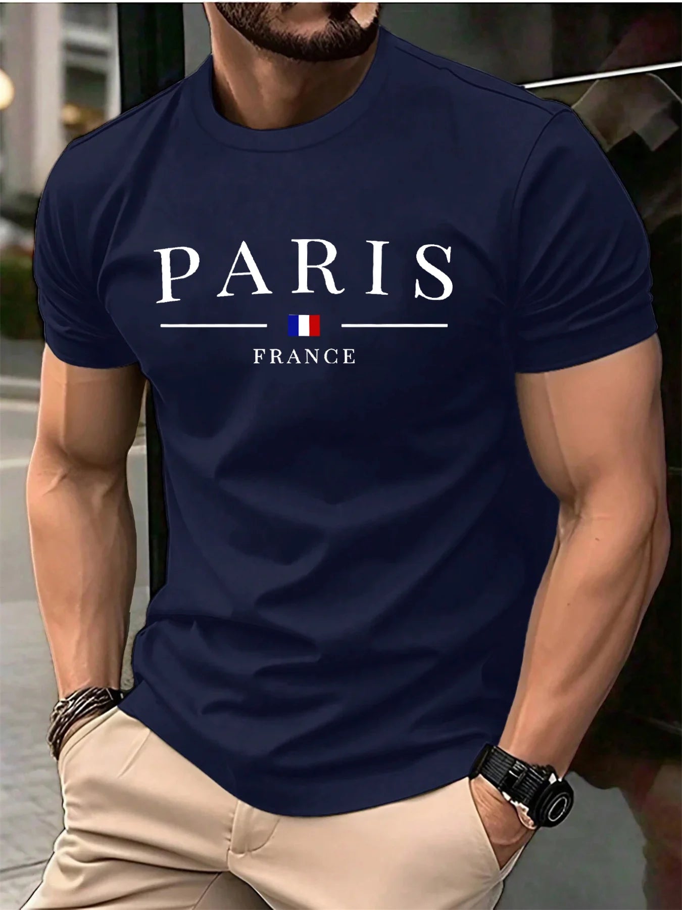 Summer men's 100% pure cotton casual loose plus size Paris French