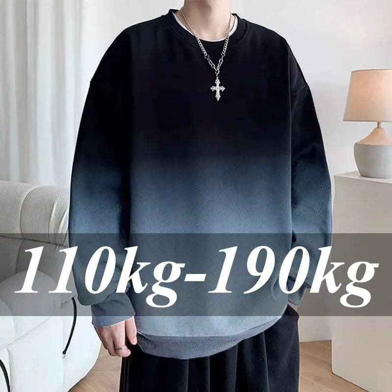 Autumn Plus Size Men Sweatshirt 110-190kg Loose Gradient Pullover