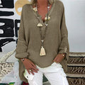 Plus Size V-Neck Blouse - Casual Short Sleeve Summer Top