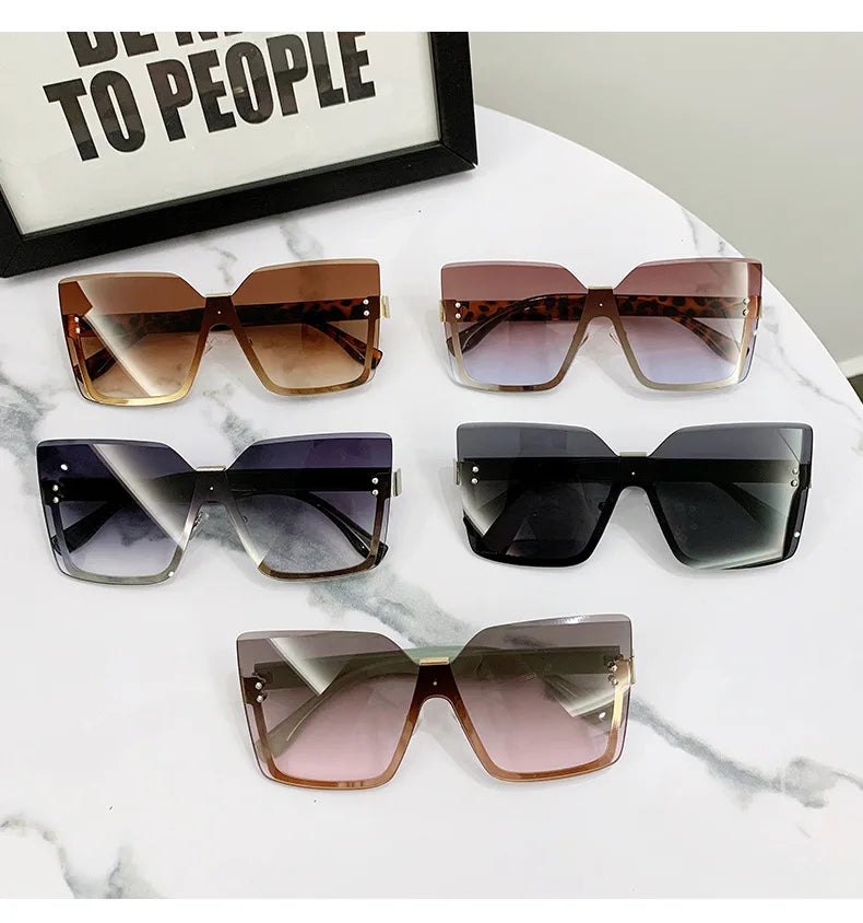 European & American Style Half-frame Metal Anti-UV Slip Sunglasses