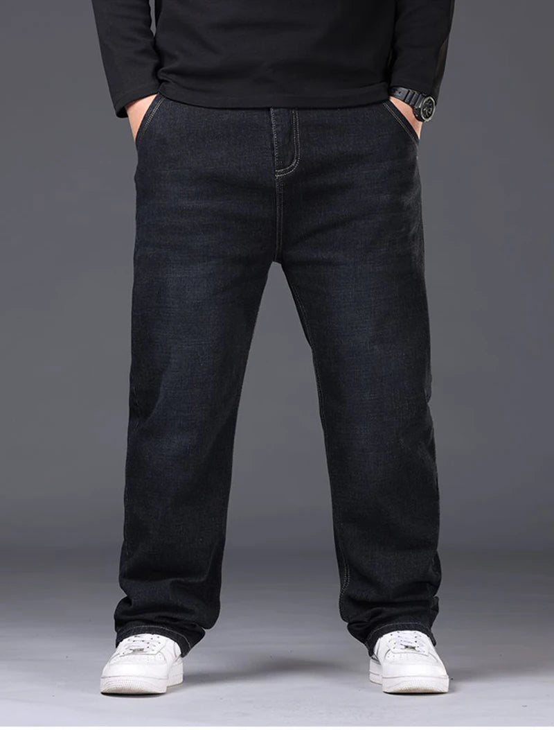 Men Fashion Plus Size 38 40 Black Jeans Male Business Daily Casual