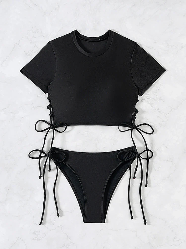 Short-Sleeve Bikini Set - Two-Piece Swimsuit