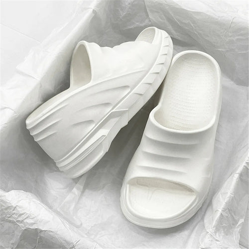 Women Fashion Summer 8 cm Chunky Sole Wedges Heels Flip Flops Casual