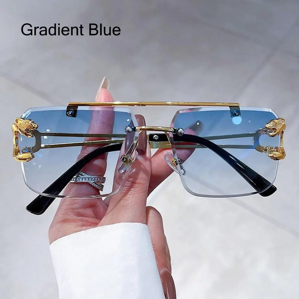 Cheetah Sun Glasses Shades Double Bridge Gradient UV400 Eyewear